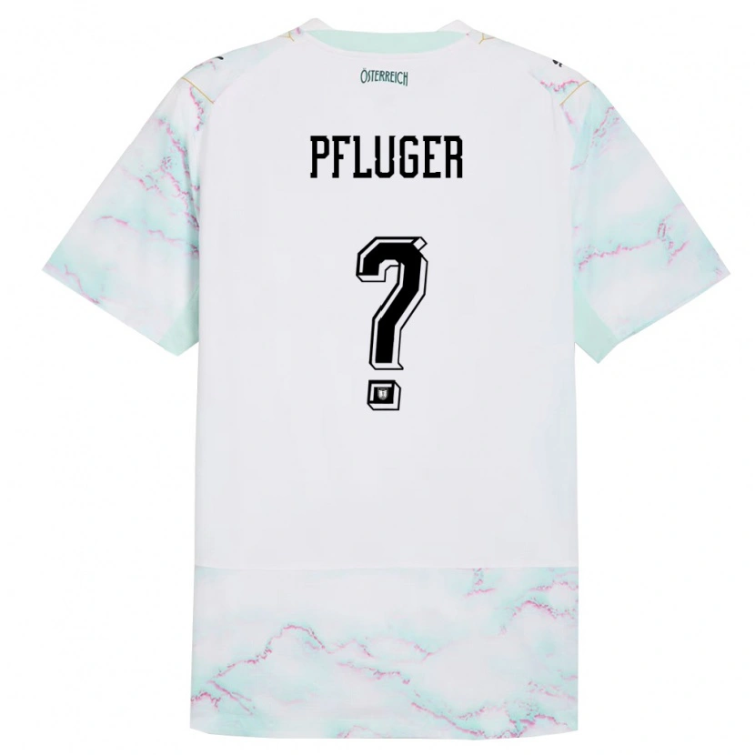 DanxenレディースオーストリアLuis Pfluger#0白 緑 金アウェイシャツ26-28ジャージーユニフォーム