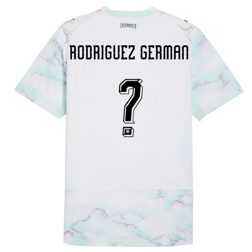 DanxenレディースオーストリアRyan Rodriguez German#0白 緑 金アウェイシャツ26-28ジャージーユニフォーム