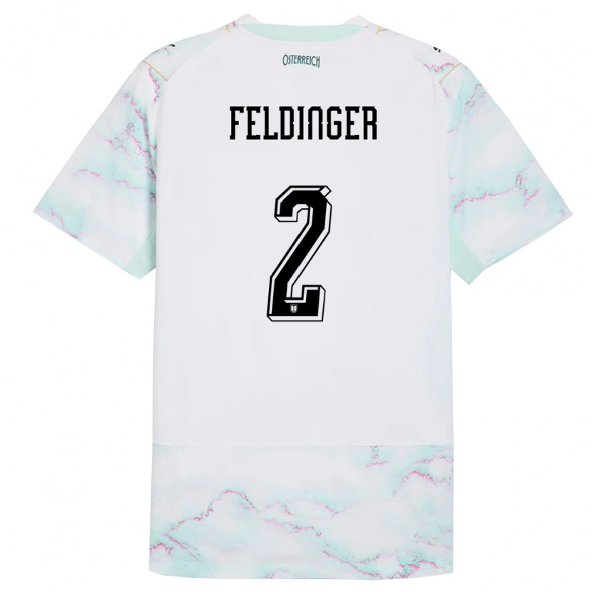 DanxenレディースオーストリアRafael Feldinger#2白 緑 金アウェイシャツ26-28ジャージーユニフォーム