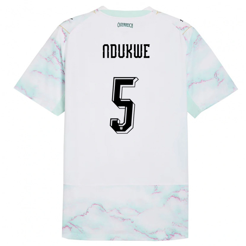 DanxenレディースオーストリアIfeanyi Ndukwe#5白 緑 金アウェイシャツ26-28ジャージーユニフォーム