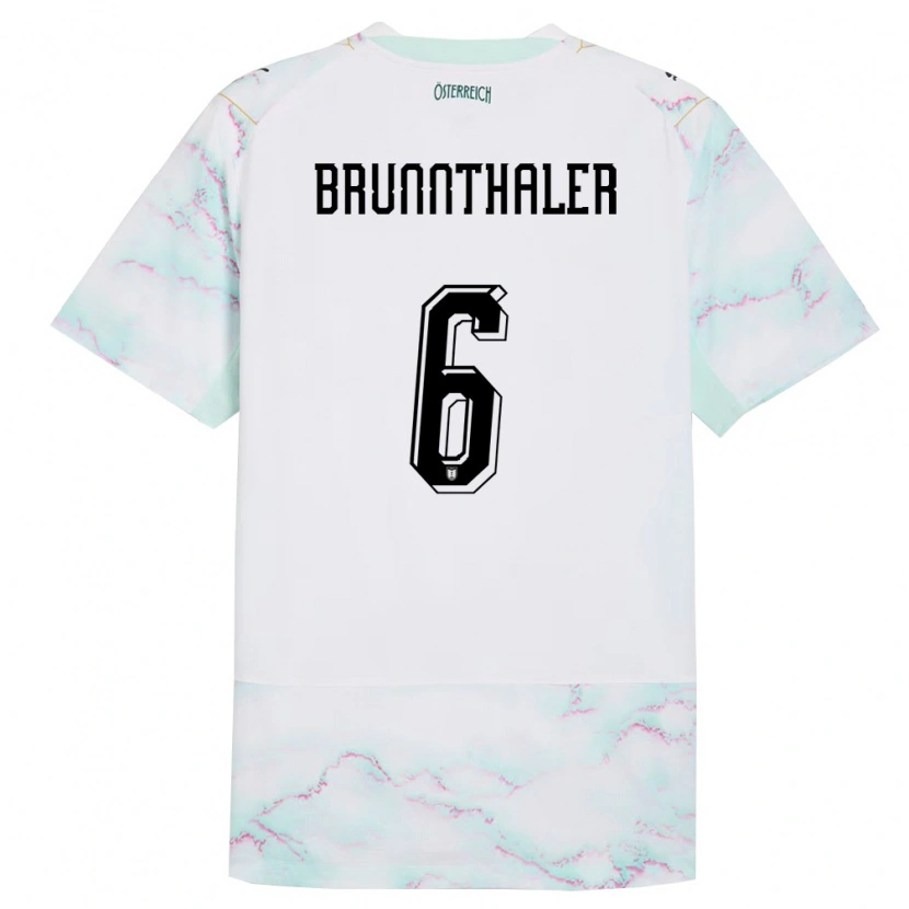 DanxenレディースオーストリアMelanie Brunnthaler#6白 緑 金アウェイシャツ26-28ジャージーユニフォーム