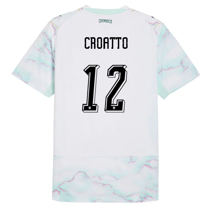 DanxenレディースオーストリアMichela Croatto#12白 緑 金アウェイシャツ26-28ジャージーユニフォーム