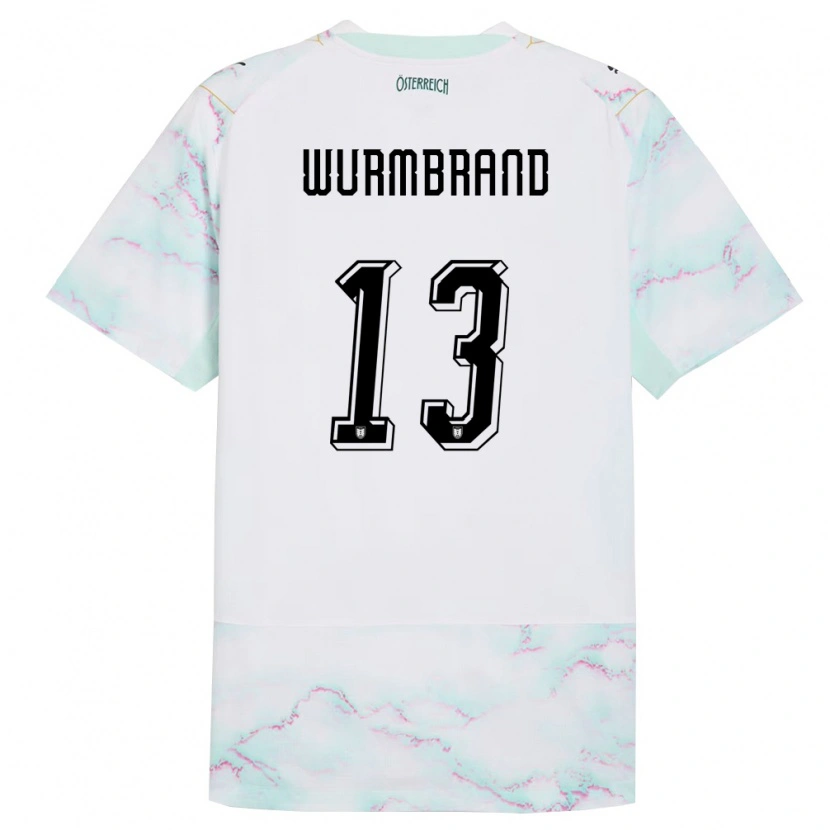 DanxenレディースオーストリアNikolaus Wurmbrand#13白 緑 金アウェイシャツ26-28ジャージーユニフォーム