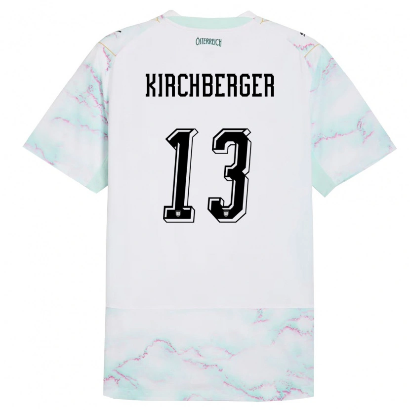 DanxenレディースオーストリアVirginia Kirchberger#13白 緑 金アウェイシャツ26-28ジャージーユニフォーム