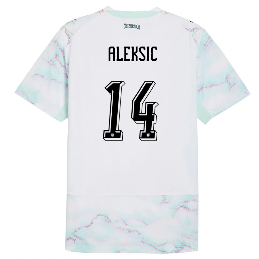 DanxenレディースオーストリアFilip Aleksic#14白 緑 金アウェイシャツ26-28ジャージーユニフォーム