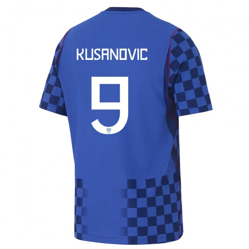 DanxenレディースクロアチアTino Kusanovic#9青 紺 赤アウェイシャツ26-28ジャージーユニフォーム