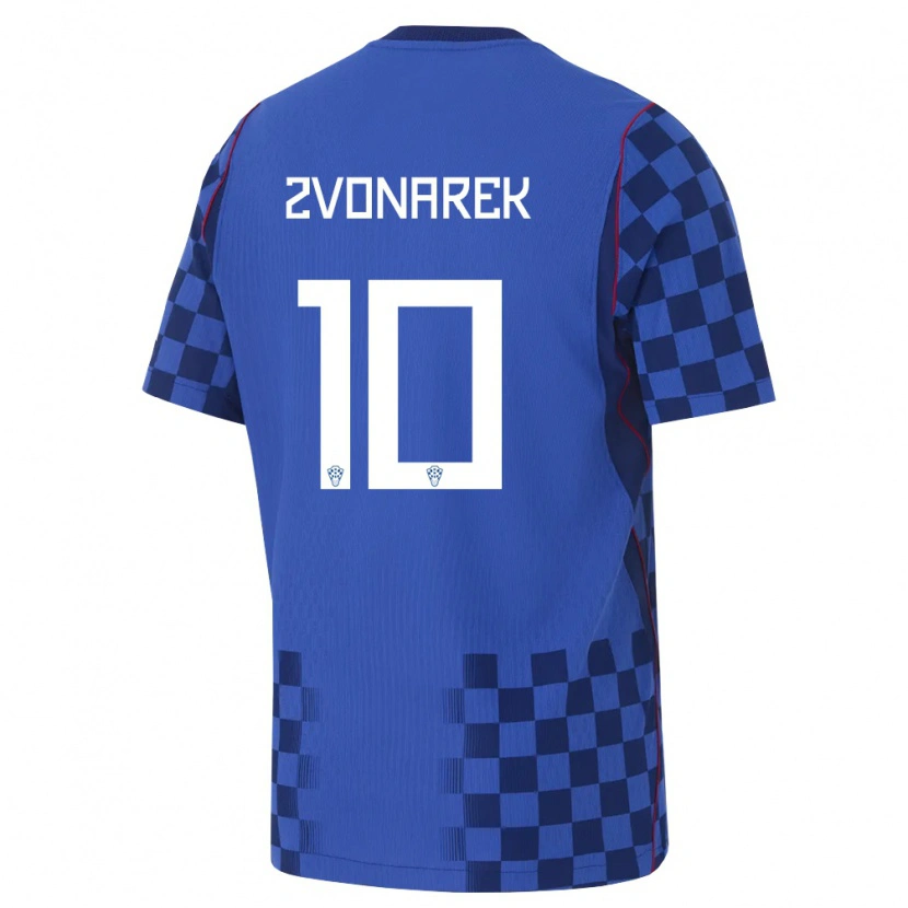 Danxenレディースクロアチアロブロ・ズヴォナレク#10青 紺 赤アウェイシャツ26-28ジャージーユニフォーム