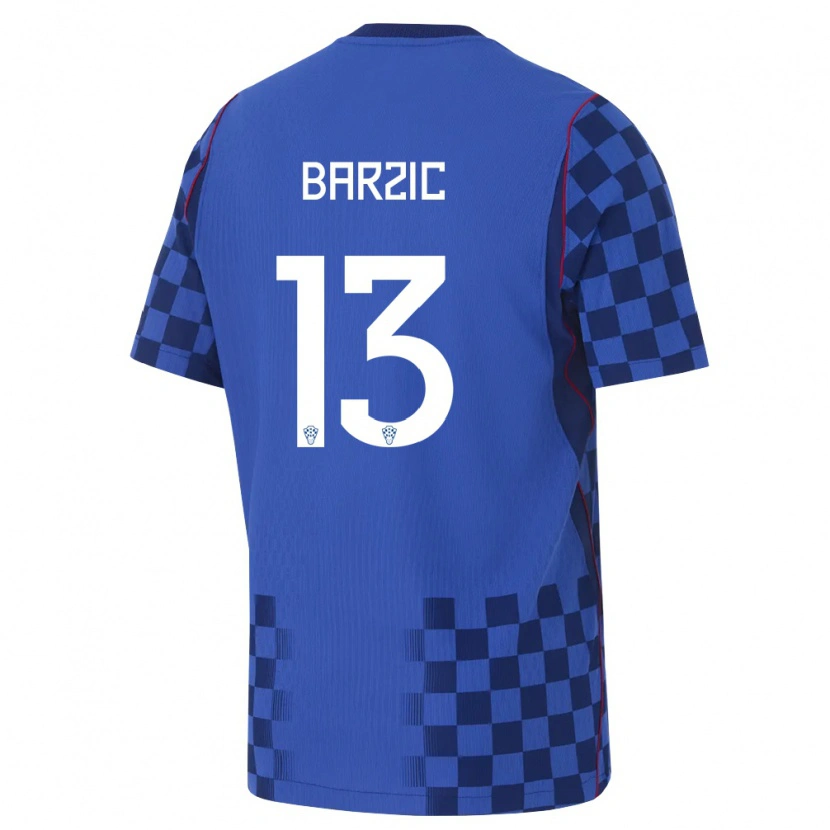 DanxenレディースクロアチアMatia Barzic#13青 紺 赤アウェイシャツ26-28ジャージーユニフォーム