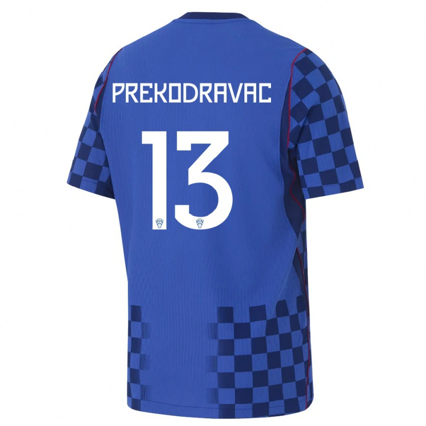 DanxenレディースクロアチアMarin Prekodravac#13青 紺 赤アウェイシャツ26-28ジャージーユニフォーム