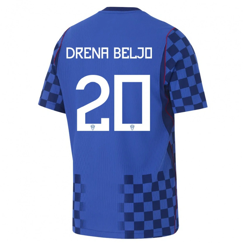 Danxenレディースクロアチアディオン・ドレナ・ベリョ#20青 紺 赤アウェイシャツ26-28ジャージーユニフォーム