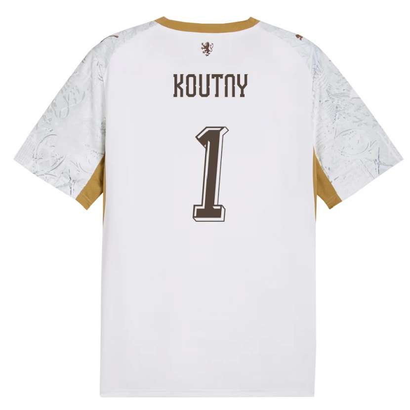 DanxenレディースチェコJan Koutny#1オフホワイト 金 灰アウェイシャツ26-28ジャージーユニフォーム