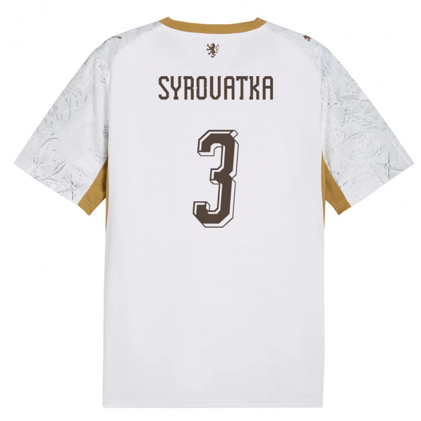 DanxenレディースチェコMatyas Syrovatka#3オフホワイト 金 灰アウェイシャツ26-28ジャージーユニフォーム
