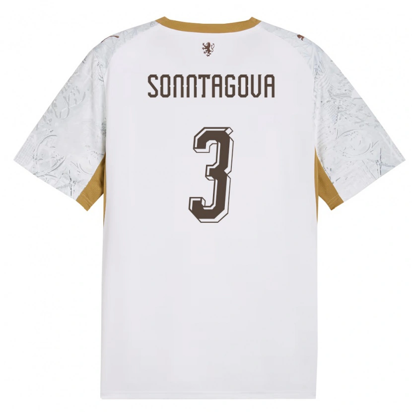 DanxenレディースチェコEliška Sonntagová#3オフホワイト 金 灰アウェイシャツ26-28ジャージーユニフォーム