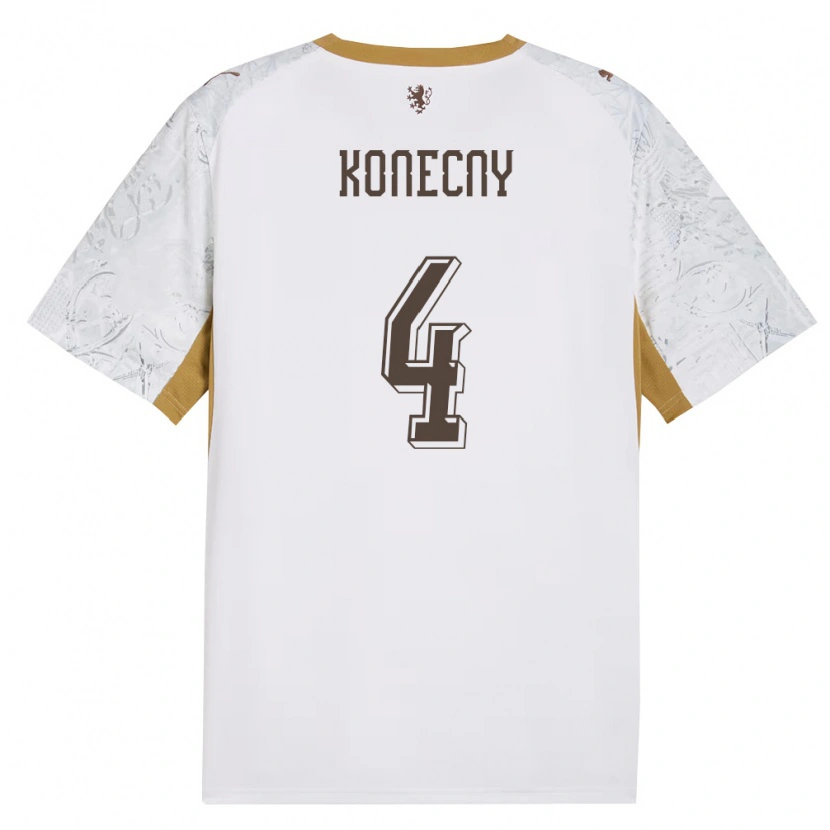 Danxenレディースチェコミクラーシュ・コネチ#4オフホワイト 金 灰アウェイシャツ26-28ジャージーユニフォーム