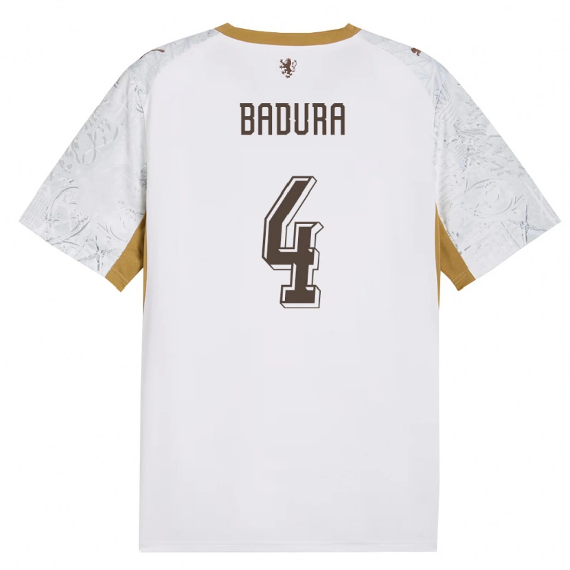 DanxenレディースチェコVitezslav Badura#4オフホワイト 金 灰アウェイシャツ26-28ジャージーユニフォーム