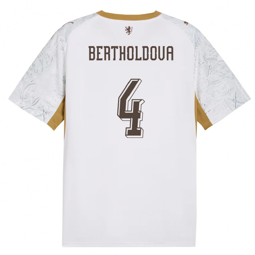 DanxenレディースチェコPetra Bertholdová#4オフホワイト 金 灰アウェイシャツ26-28ジャージーユニフォーム
