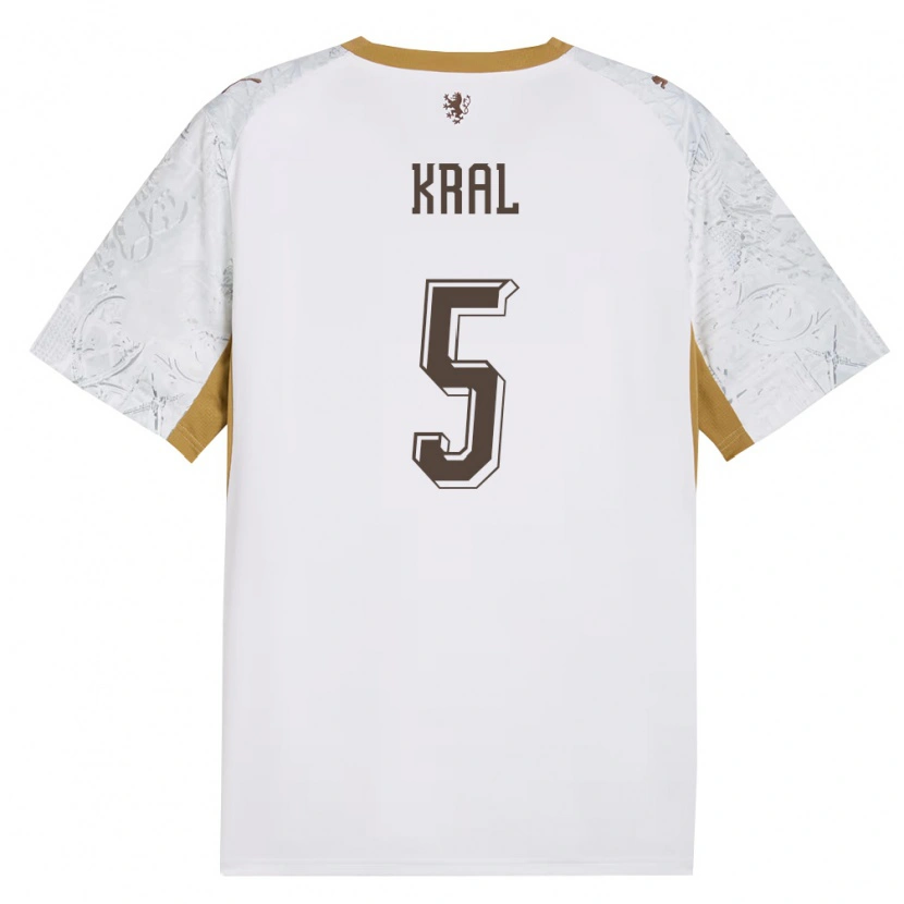DanxenレディースチェコTomas Kral#5オフホワイト 金 灰アウェイシャツ26-28ジャージーユニフォーム