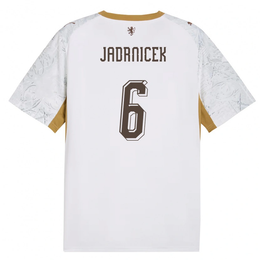 DanxenレディースチェコNikola Jadrnicek#6オフホワイト 金 灰アウェイシャツ26-28ジャージーユニフォーム