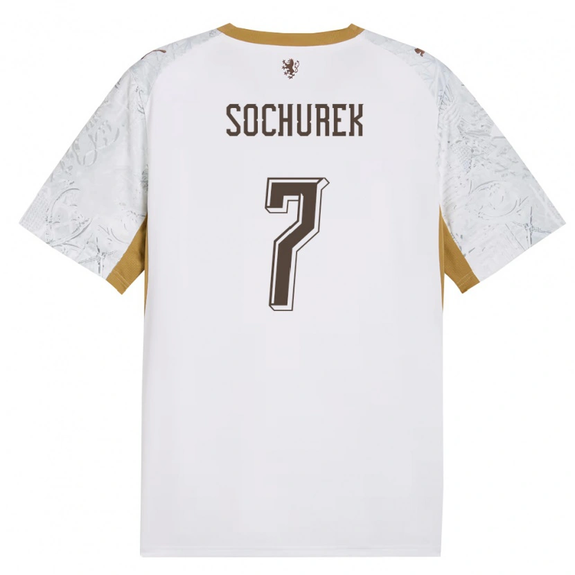DanxenレディースチェコHugo Sochurek#7オフホワイト 金 灰アウェイシャツ26-28ジャージーユニフォーム