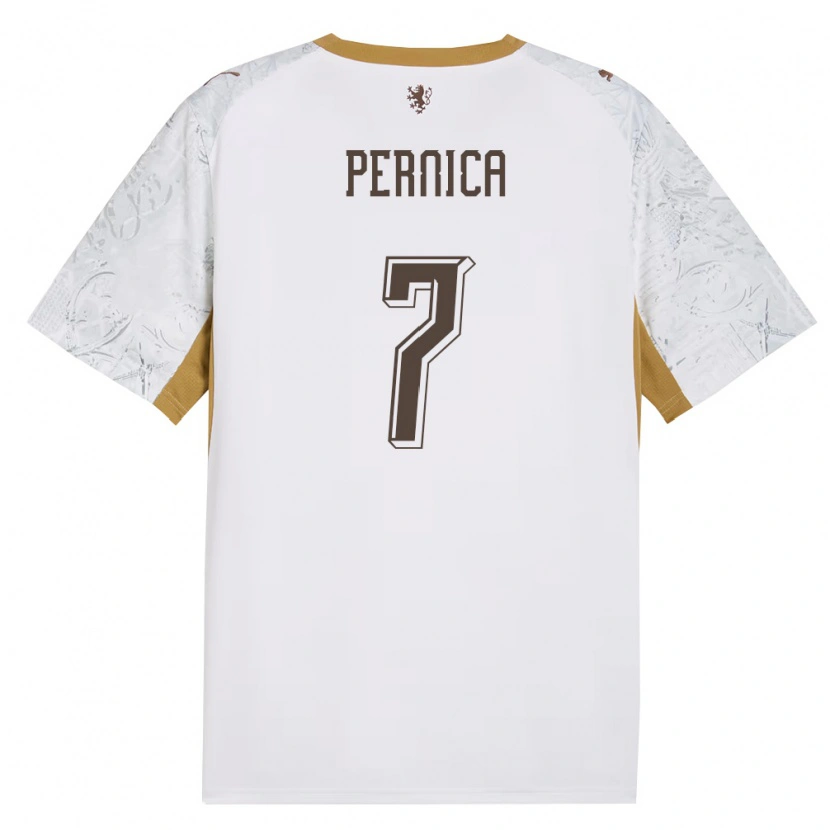 DanxenレディースチェコEric Pernica#7オフホワイト 金 灰アウェイシャツ26-28ジャージーユニフォーム