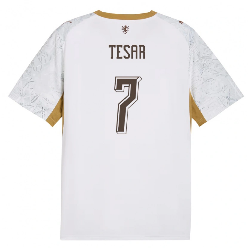 DanxenレディースチェコSimon Tesar#7オフホワイト 金 灰アウェイシャツ26-28ジャージーユニフォーム