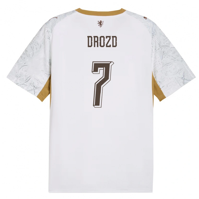 DanxenレディースチェコSimon Drozd#7オフホワイト 金 灰アウェイシャツ26-28ジャージーユニフォーム
