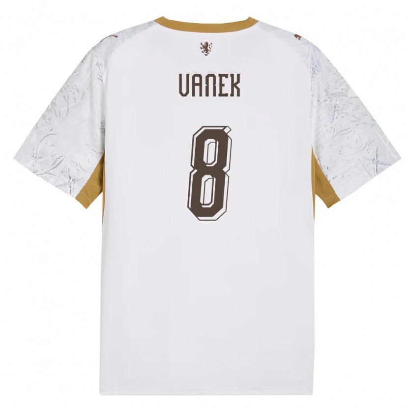 DanxenレディースチェコLukas Vanek#8オフホワイト 金 灰アウェイシャツ26-28ジャージーユニフォーム