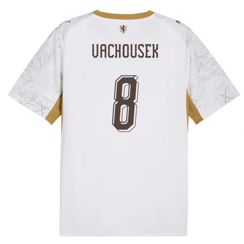DanxenレディースチェコTadeas Vachousek#8オフホワイト 金 灰アウェイシャツ26-28ジャージーユニフォーム