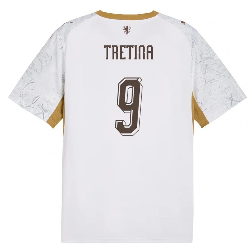 DanxenレディースチェコJan Tretina#9オフホワイト 金 灰アウェイシャツ26-28ジャージーユニフォーム