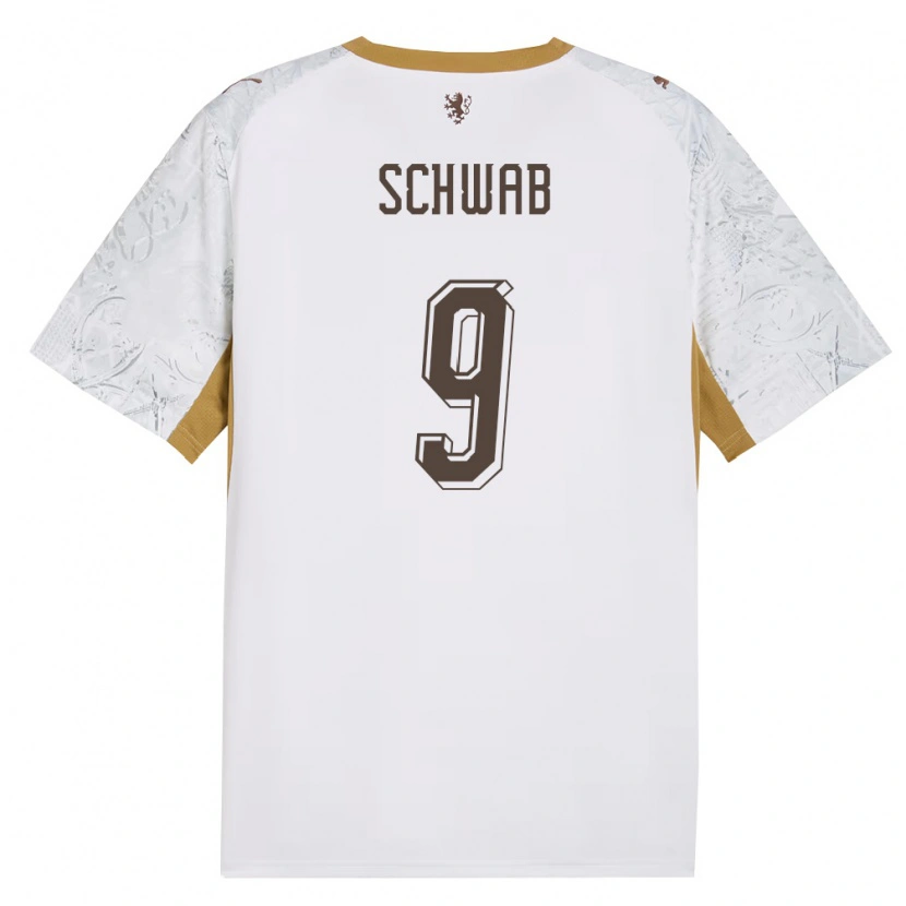 DanxenレディースチェコOndrej Schwab#9オフホワイト 金 灰アウェイシャツ26-28ジャージーユニフォーム