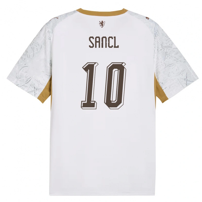 DanxenレディースチェコFilip Sancl#10オフホワイト 金 灰アウェイシャツ26-28ジャージーユニフォーム