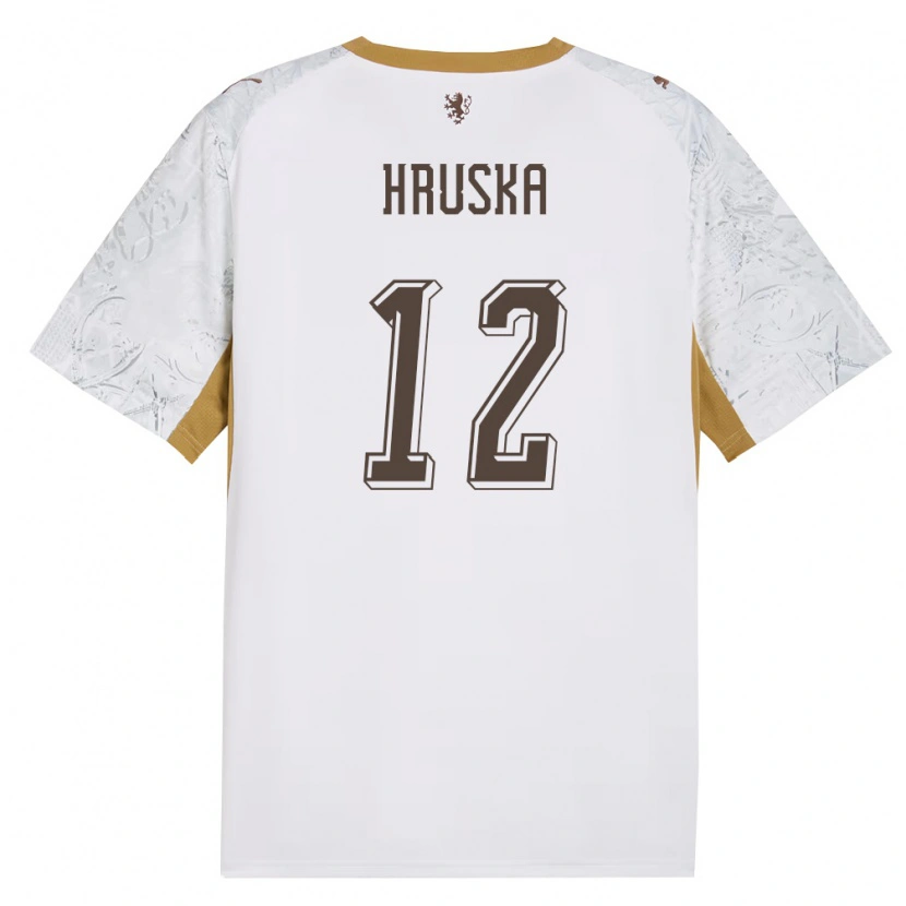 DanxenレディースチェコFilip Hruska#12オフホワイト 金 灰アウェイシャツ26-28ジャージーユニフォーム