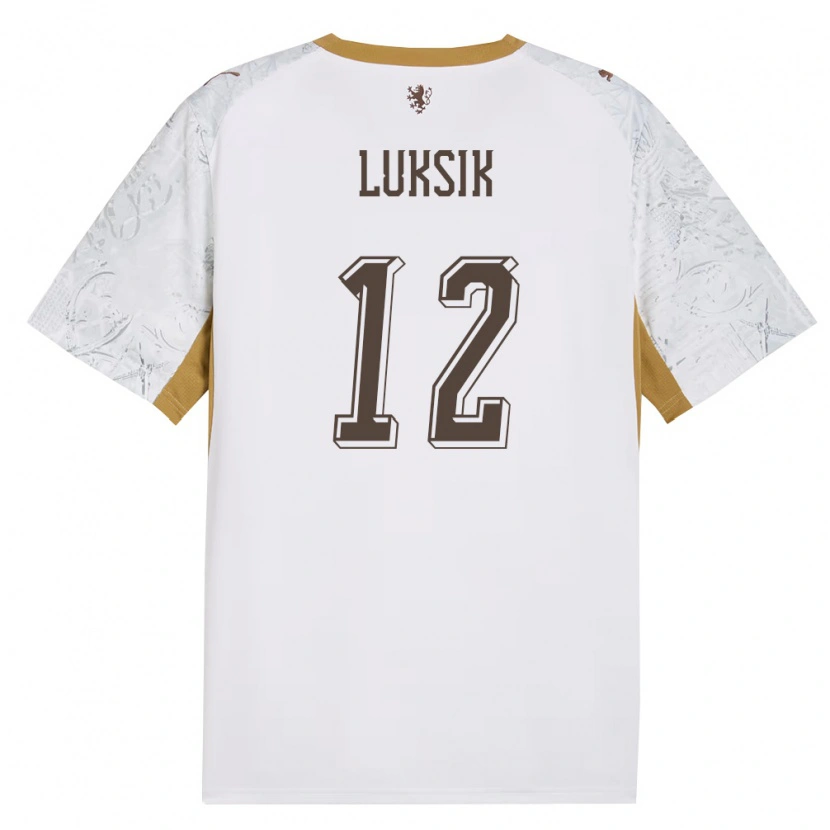 DanxenレディースチェコMatej Luksik#12オフホワイト 金 灰アウェイシャツ26-28ジャージーユニフォーム