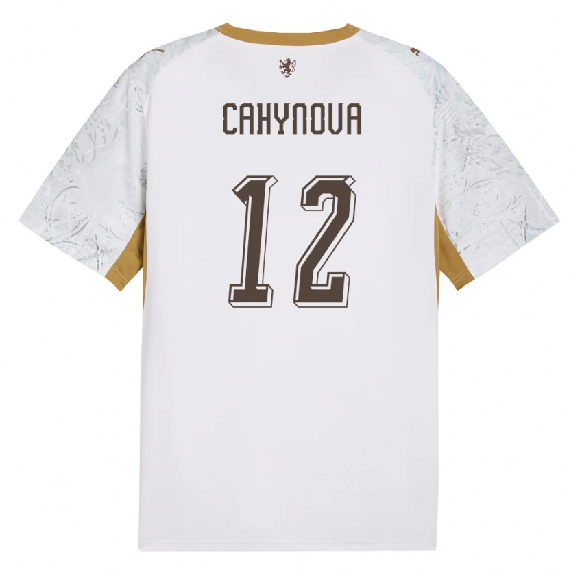 DanxenレディースチェコKlára Cahynová#12オフホワイト 金 灰アウェイシャツ26-28ジャージーユニフォーム