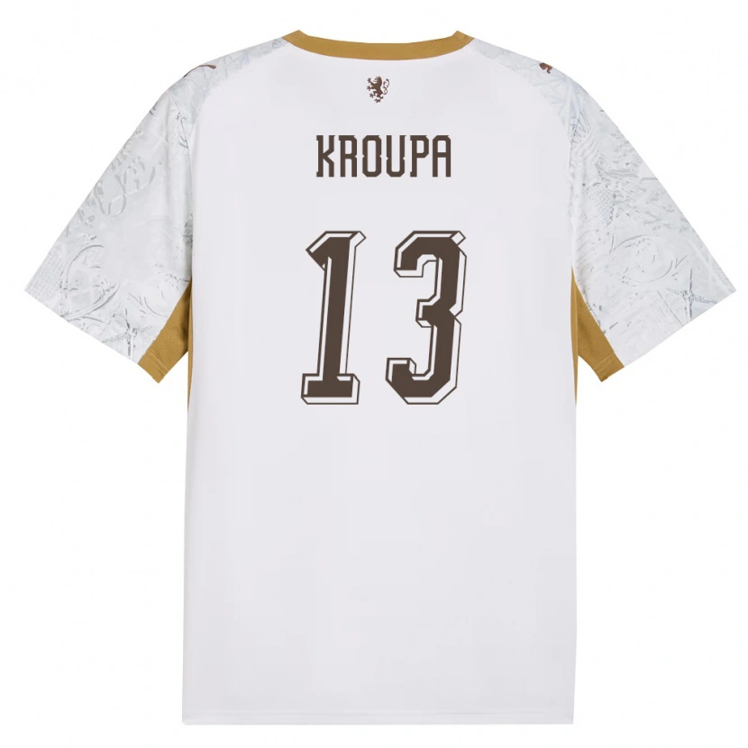 DanxenレディースチェコMichal Kroupa#13オフホワイト 金 灰アウェイシャツ26-28ジャージーユニフォーム
