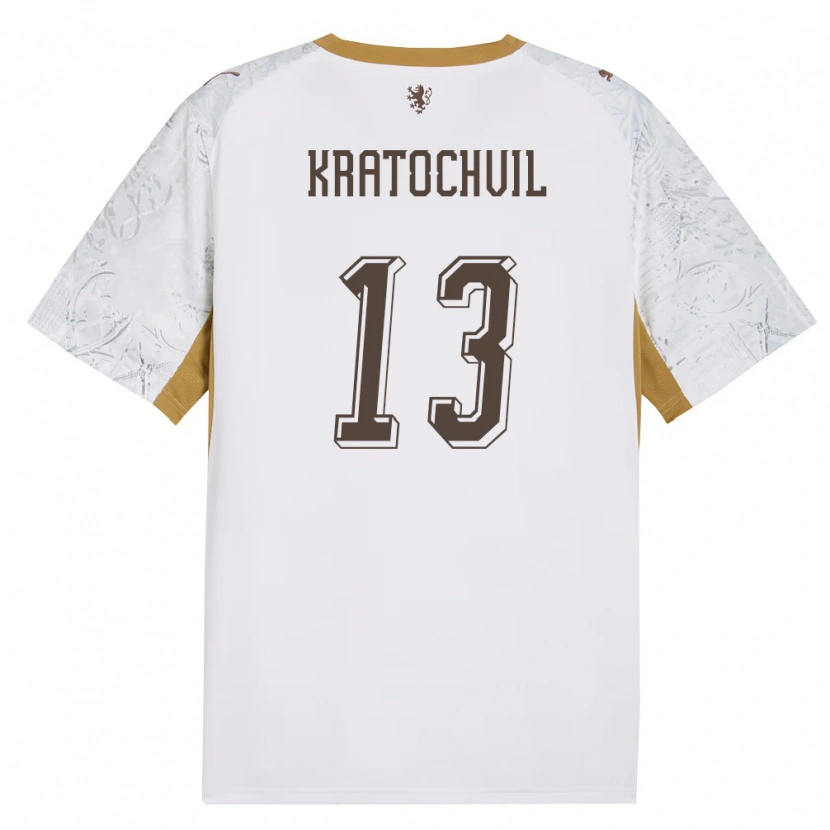 DanxenレディースチェコJakub Kratochvil#13オフホワイト 金 灰アウェイシャツ26-28ジャージーユニフォーム