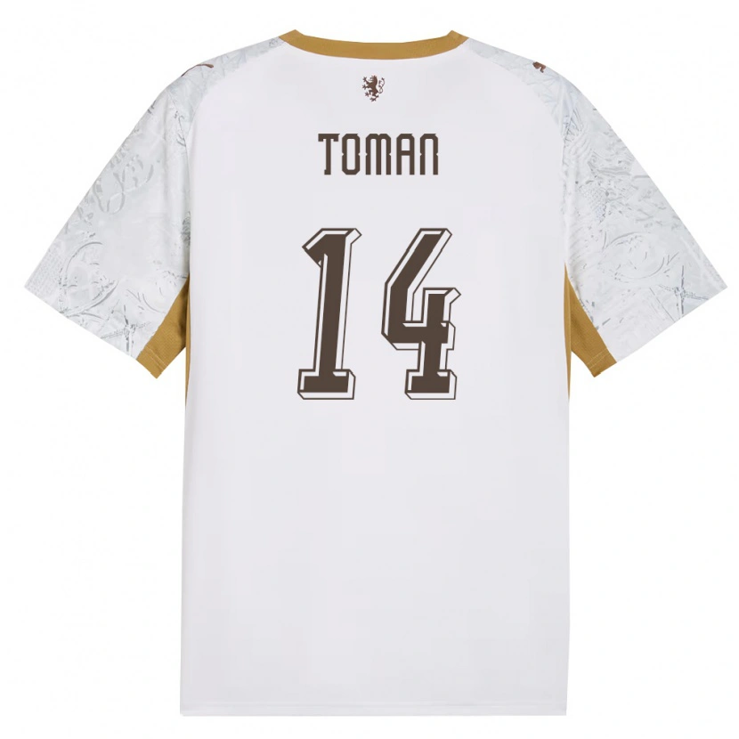 DanxenレディースチェコZdenek Toman#14オフホワイト 金 灰アウェイシャツ26-28ジャージーユニフォーム