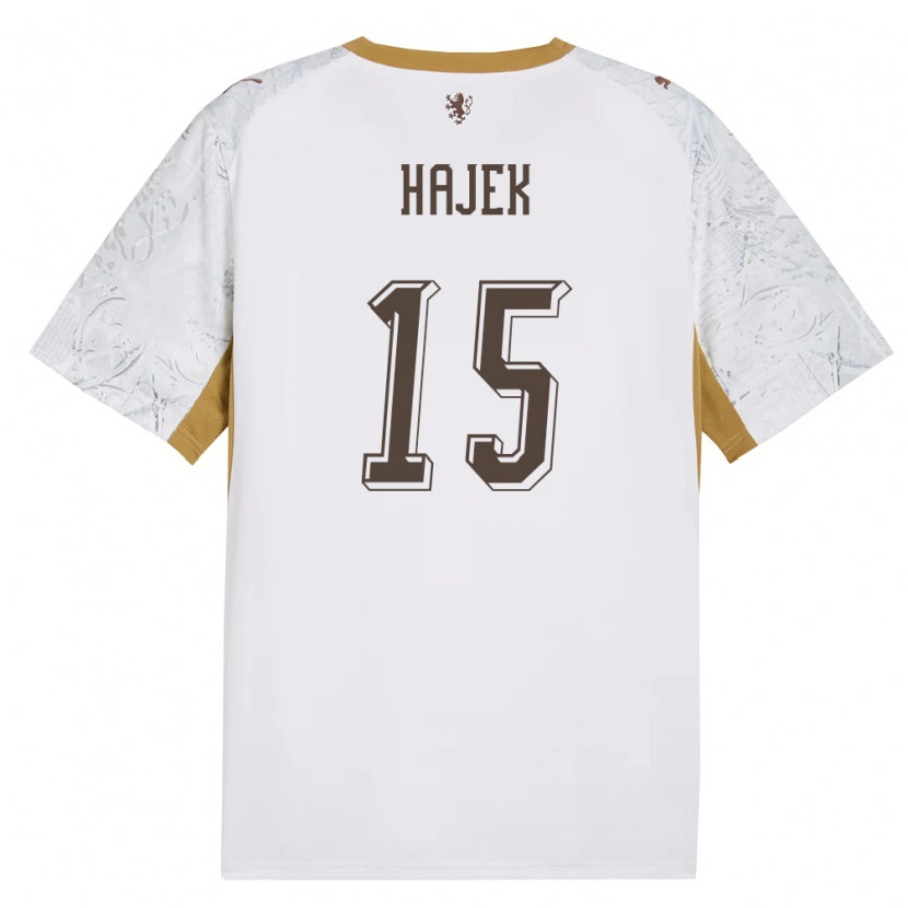 DanxenレディースチェコJan Hajek#15オフホワイト 金 灰アウェイシャツ26-28ジャージーユニフォーム