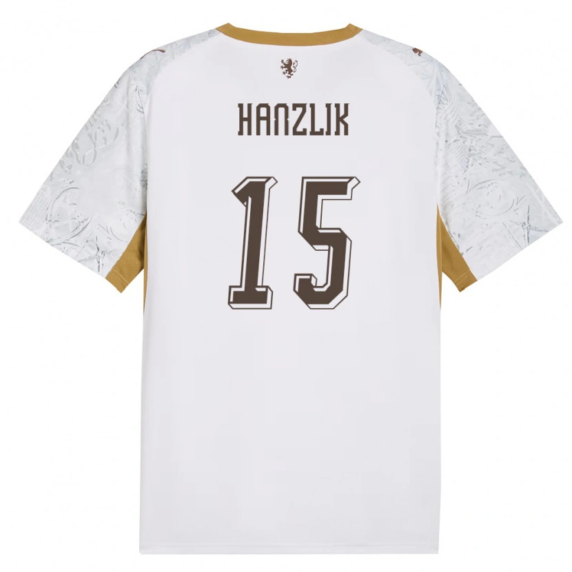 DanxenレディースチェコTomas Hanzlik#15オフホワイト 金 灰アウェイシャツ26-28ジャージーユニフォーム