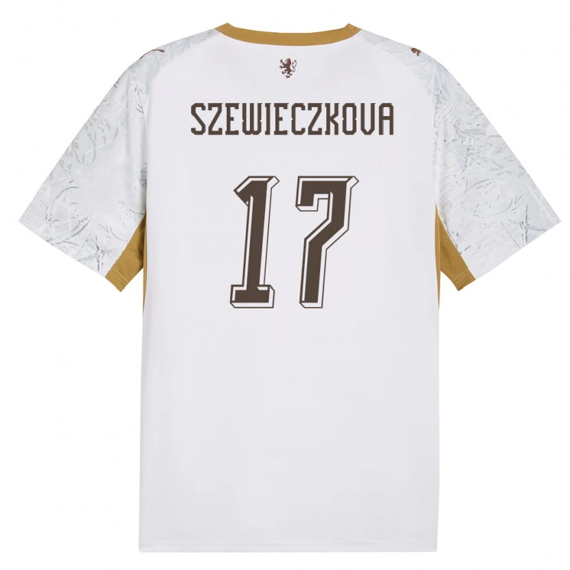DanxenレディースチェコTereza Szewieczková#17オフホワイト 金 灰アウェイシャツ26-28ジャージーユニフォーム