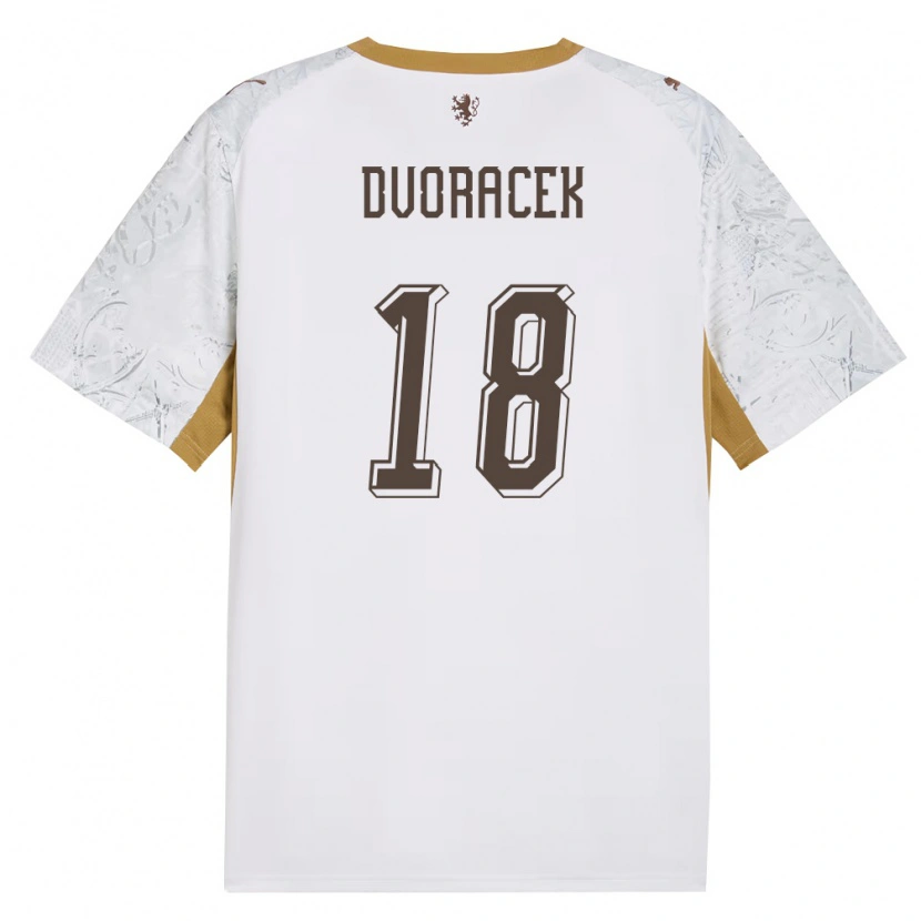 DanxenレディースチェコLukas Dvoracek#18オフホワイト 金 灰アウェイシャツ26-28ジャージーユニフォーム
