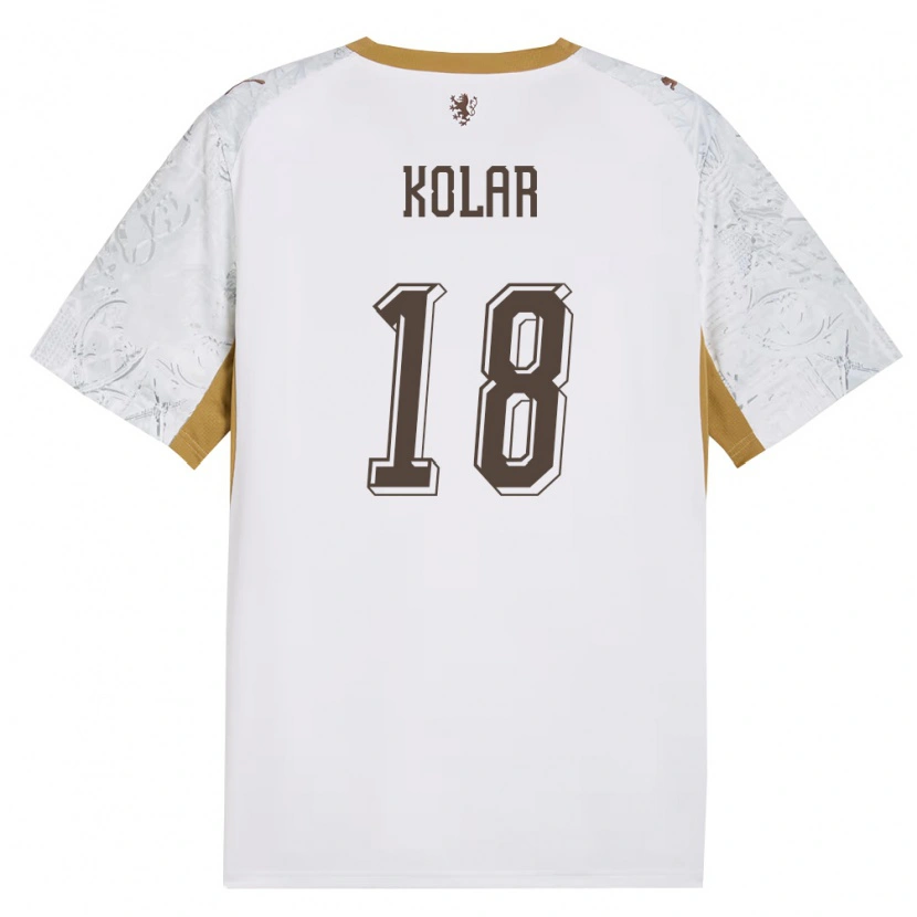 DanxenレディースチェコJakub Kolar#18オフホワイト 金 灰アウェイシャツ26-28ジャージーユニフォーム