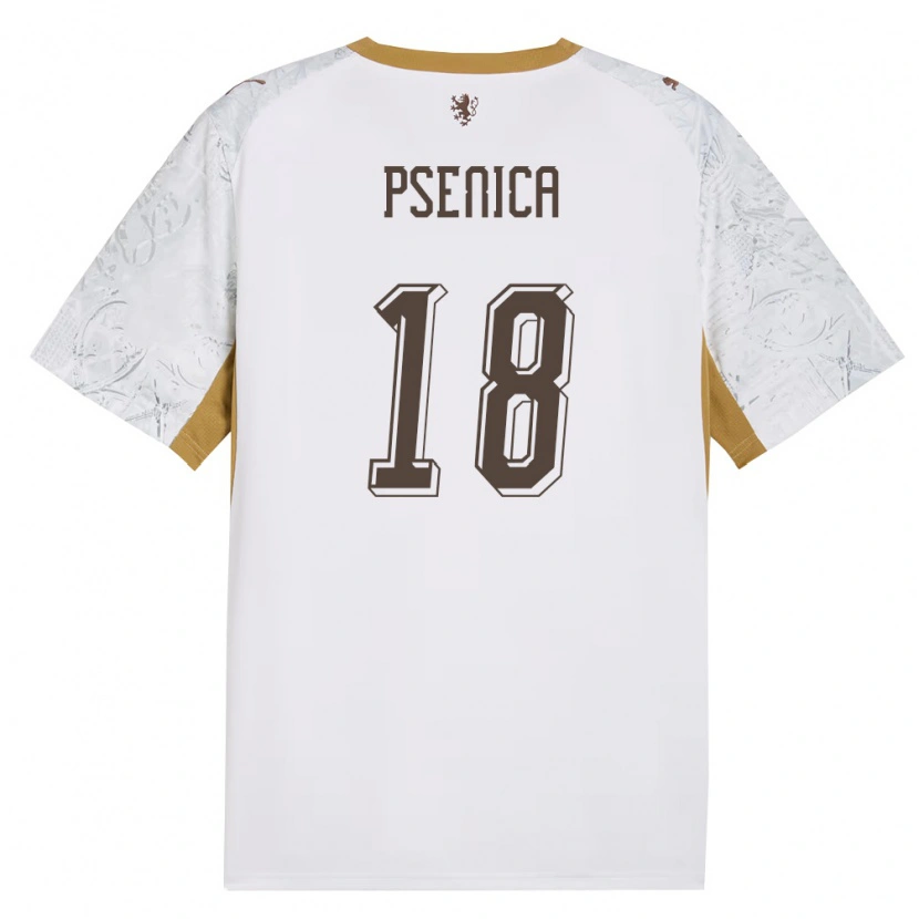 DanxenレディースチェコJiri Psenica#18オフホワイト 金 灰アウェイシャツ26-28ジャージーユニフォーム