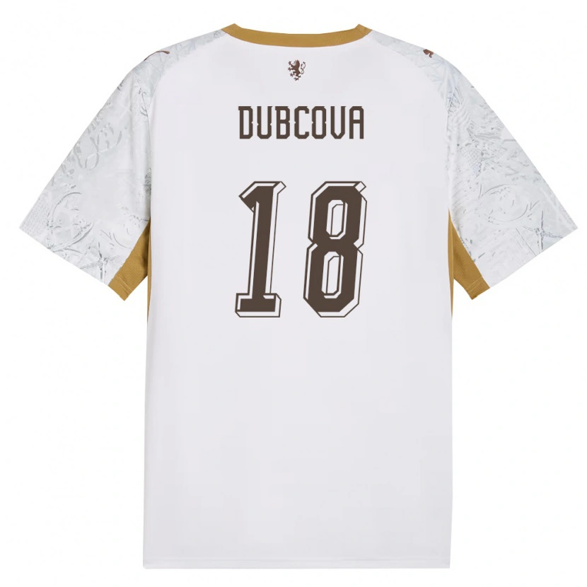 DanxenレディースチェコKamila Dubcová#18オフホワイト 金 灰アウェイシャツ26-28ジャージーユニフォーム
