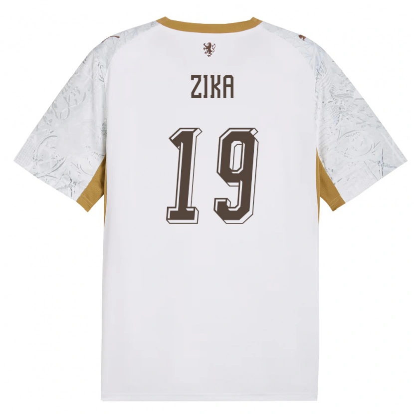DanxenレディースチェコPetr Zika#19オフホワイト 金 灰アウェイシャツ26-28ジャージーユニフォーム