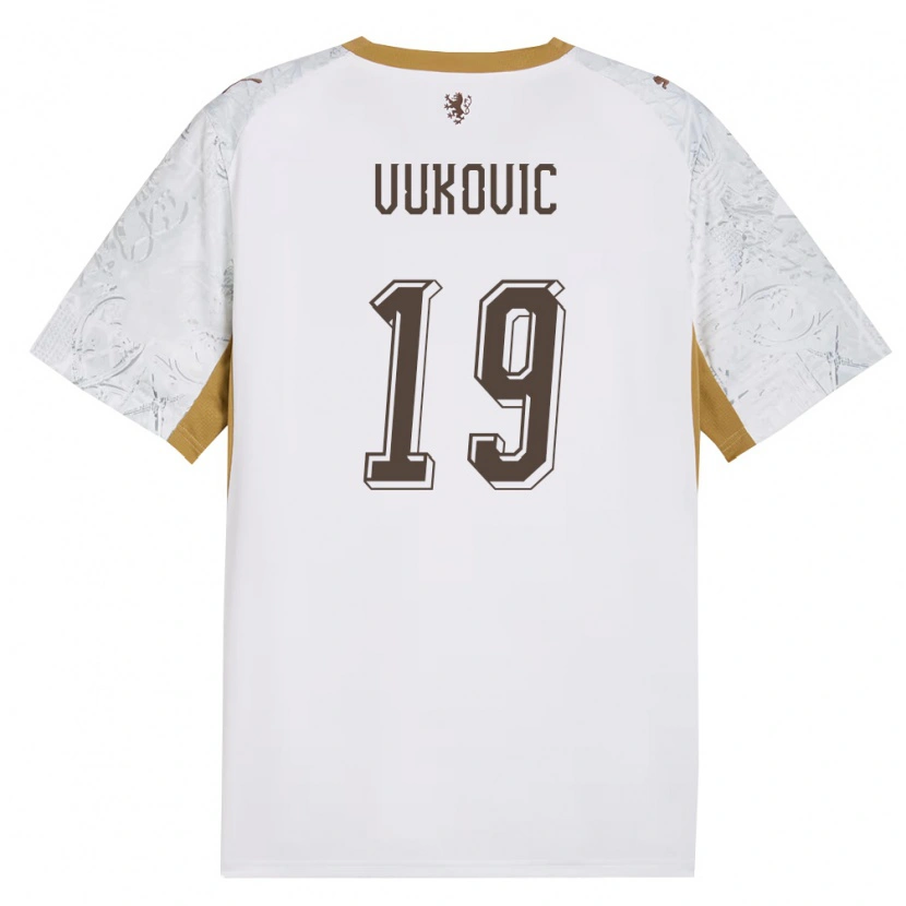 DanxenレディースチェコKristian Vukovic#19オフホワイト 金 灰アウェイシャツ26-28ジャージーユニフォーム