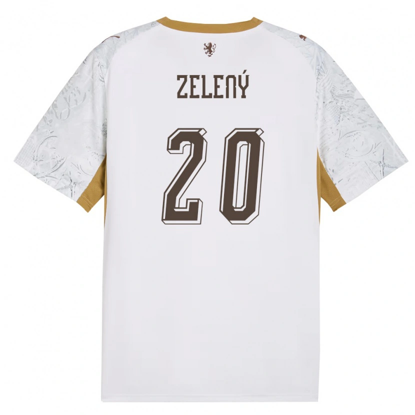 Danxenレディースチェコヤロスラフ・ゼレニー#20オフホワイト 金 灰アウェイシャツ26-28ジャージーユニフォーム