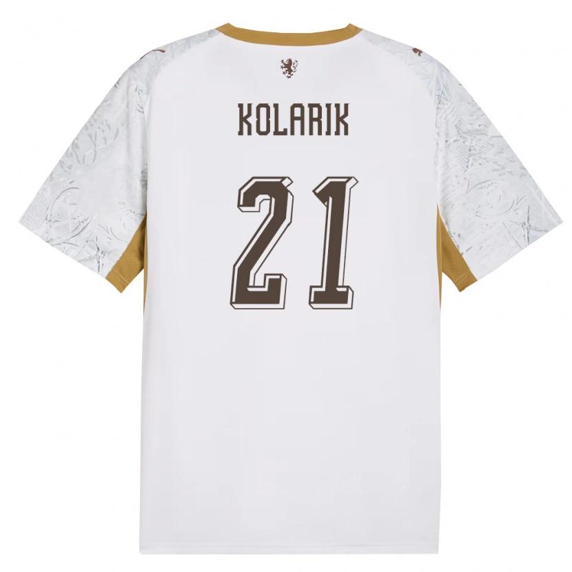 DanxenレディースチェコJosef Kolarik#21オフホワイト 金 灰アウェイシャツ26-28ジャージーユニフォーム