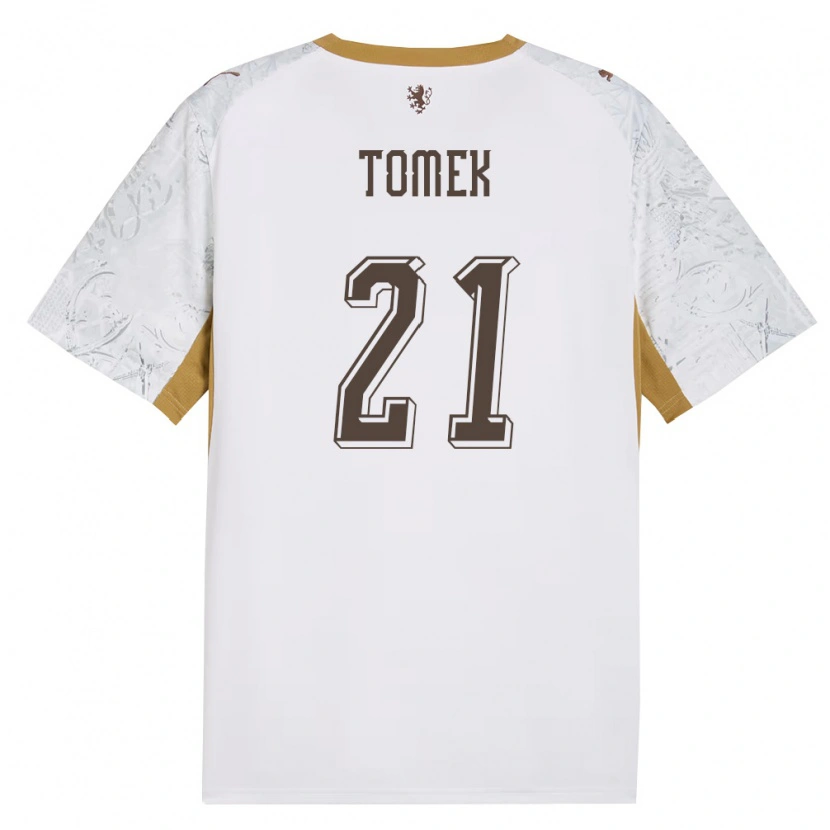 Danxenレディースチェコマーチャーシュ・トメク#21オフホワイト 金 灰アウェイシャツ26-28ジャージーユニフォーム