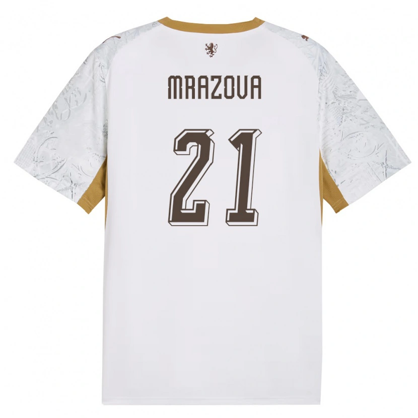 DanxenレディースチェコMiroslava Mrázová#21オフホワイト 金 灰アウェイシャツ26-28ジャージーユニフォーム